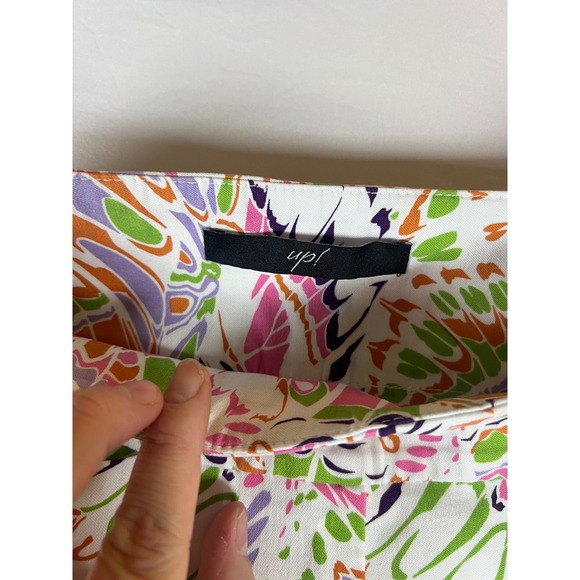 Up! Pants Butterfly Print High Rise Slim Leg Pants White Size 2 NWT - Picture 3 of 9